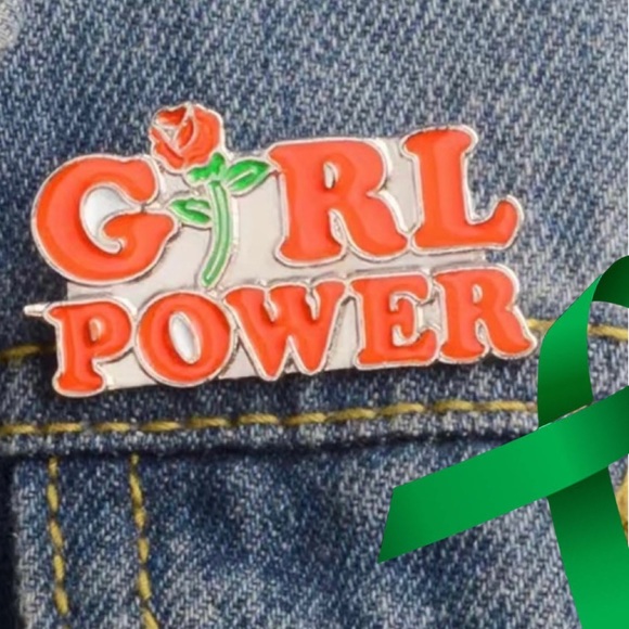 Girl Power x feminist Mental Health Matters colorful enamel cartoon pin lapel - Picture 1 of 11